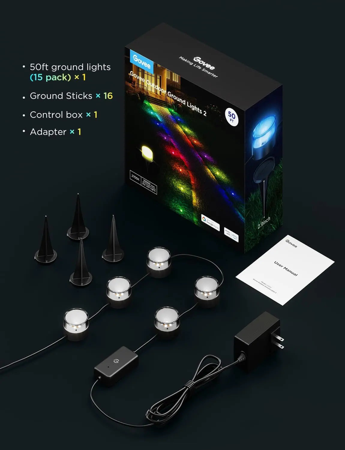 Govee Outdoor Lights | Ground Lights 2 Smart LED for Yard & Garden