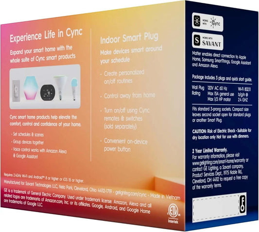 Cync Indoor Smart Plug, WiFi Outlet Socket Cozysmart