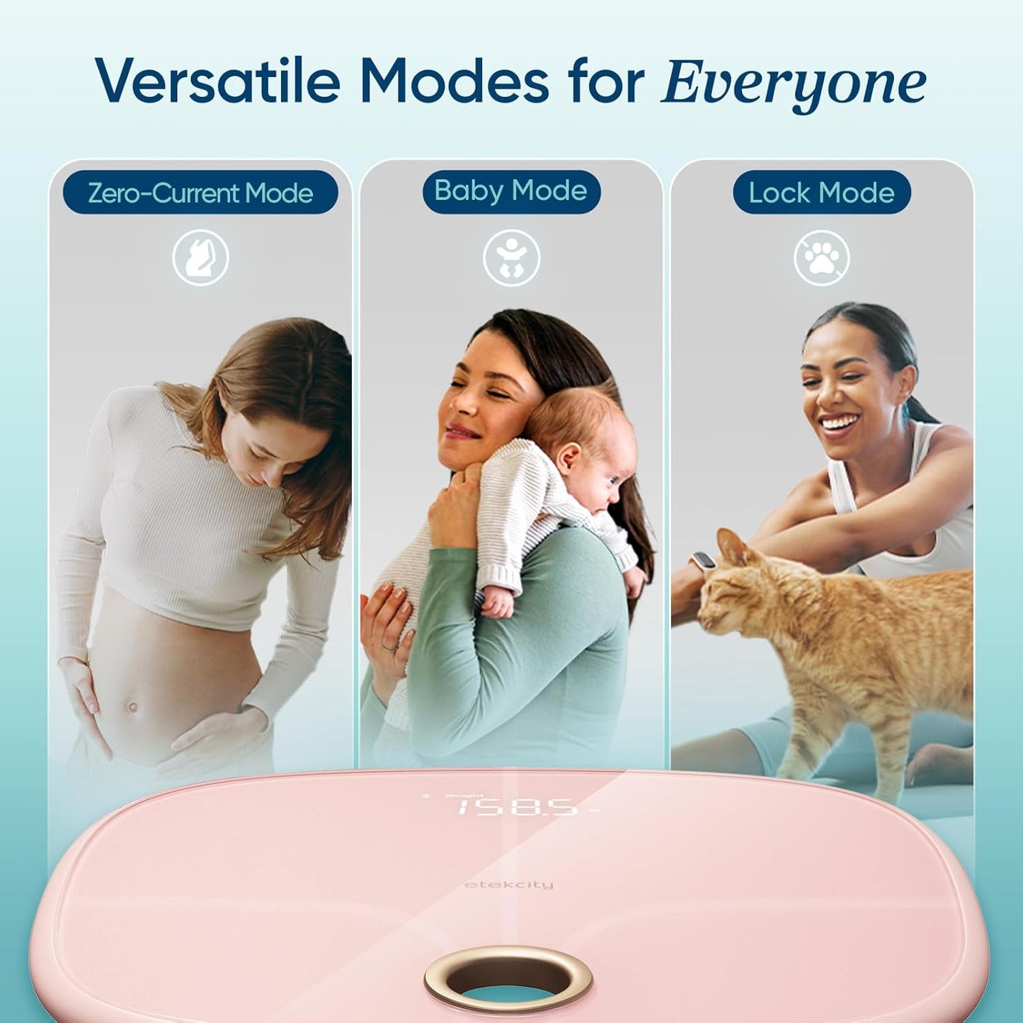 Etekcity Rechargeable Pink Smart Scale for Body Weight