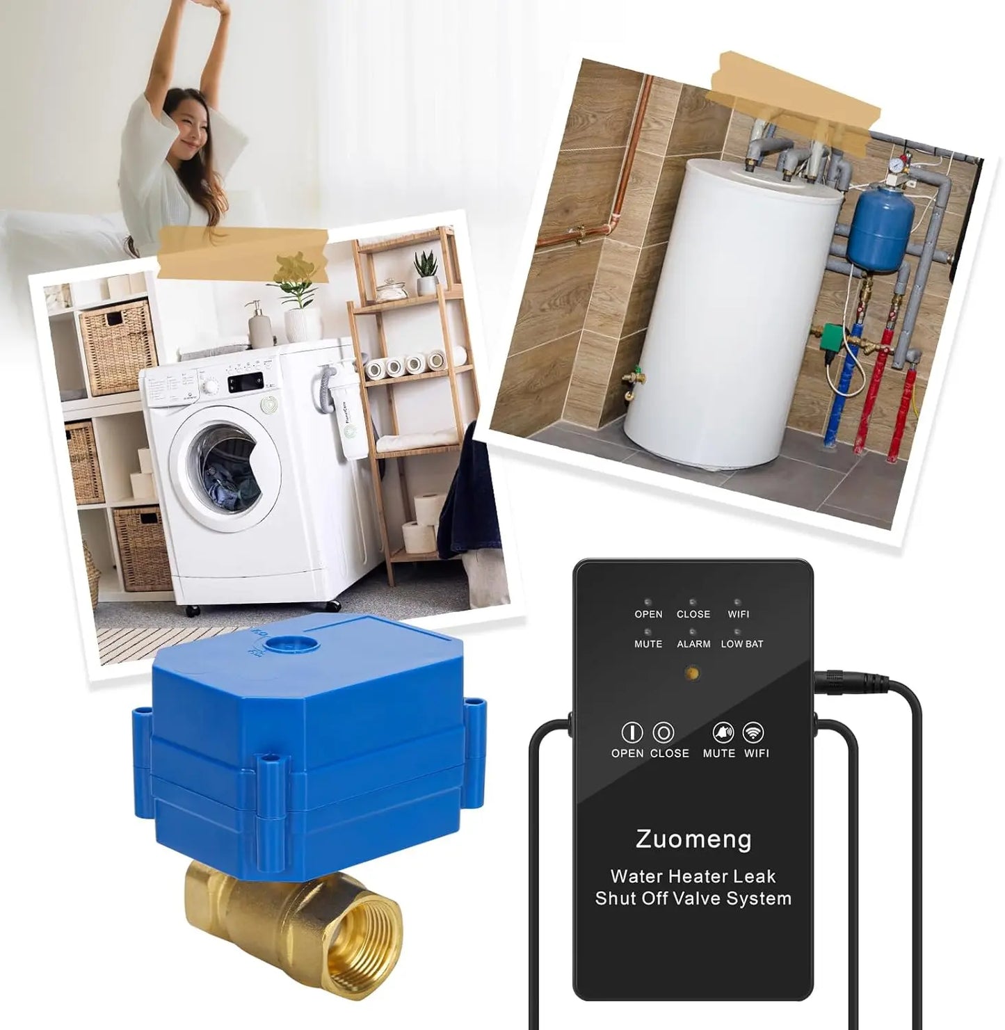 WiFi Water Leak Detector with Automatic Shutoff Valve Cozysmart