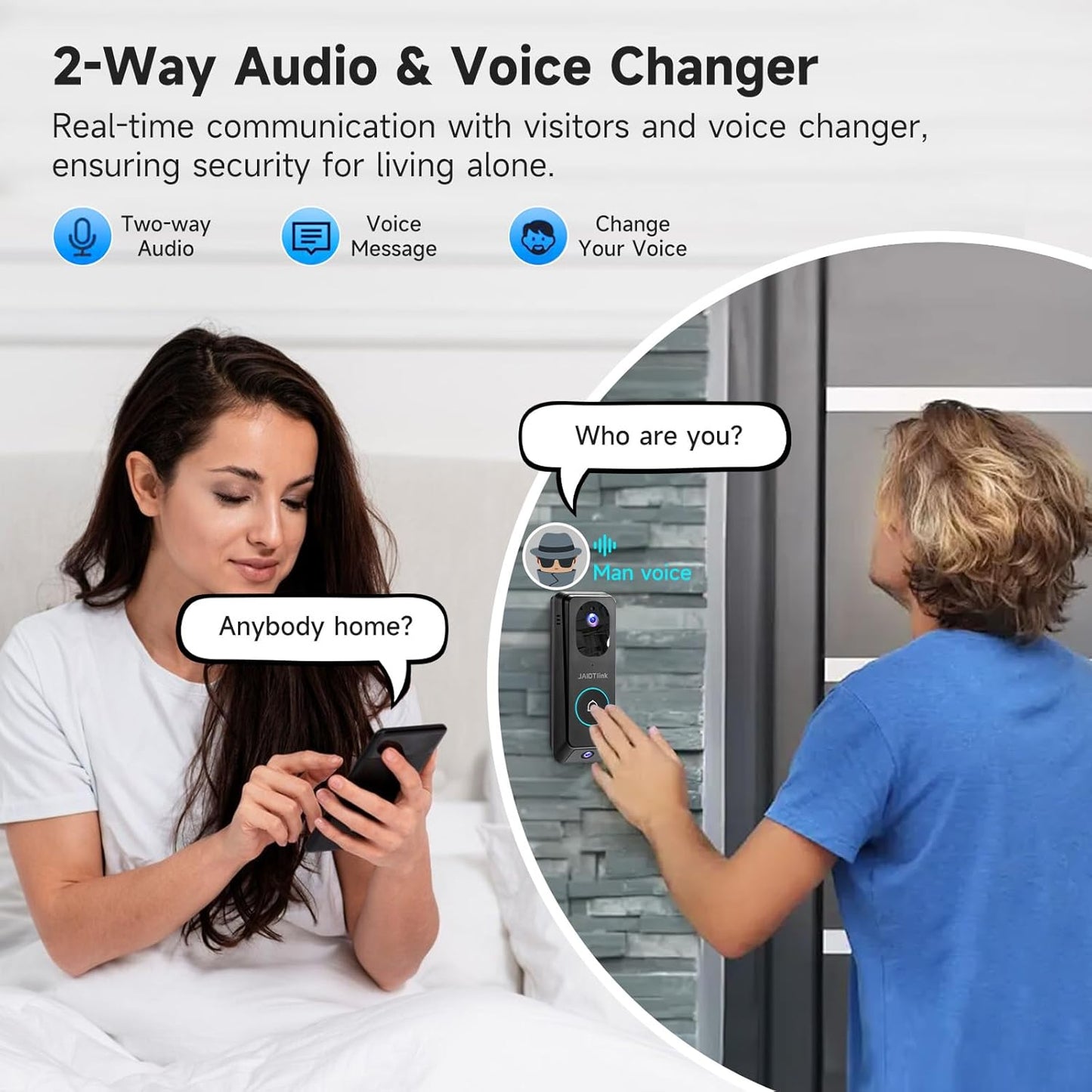 2K Dual Lens Video Doorbell Camera Wireless with Chime