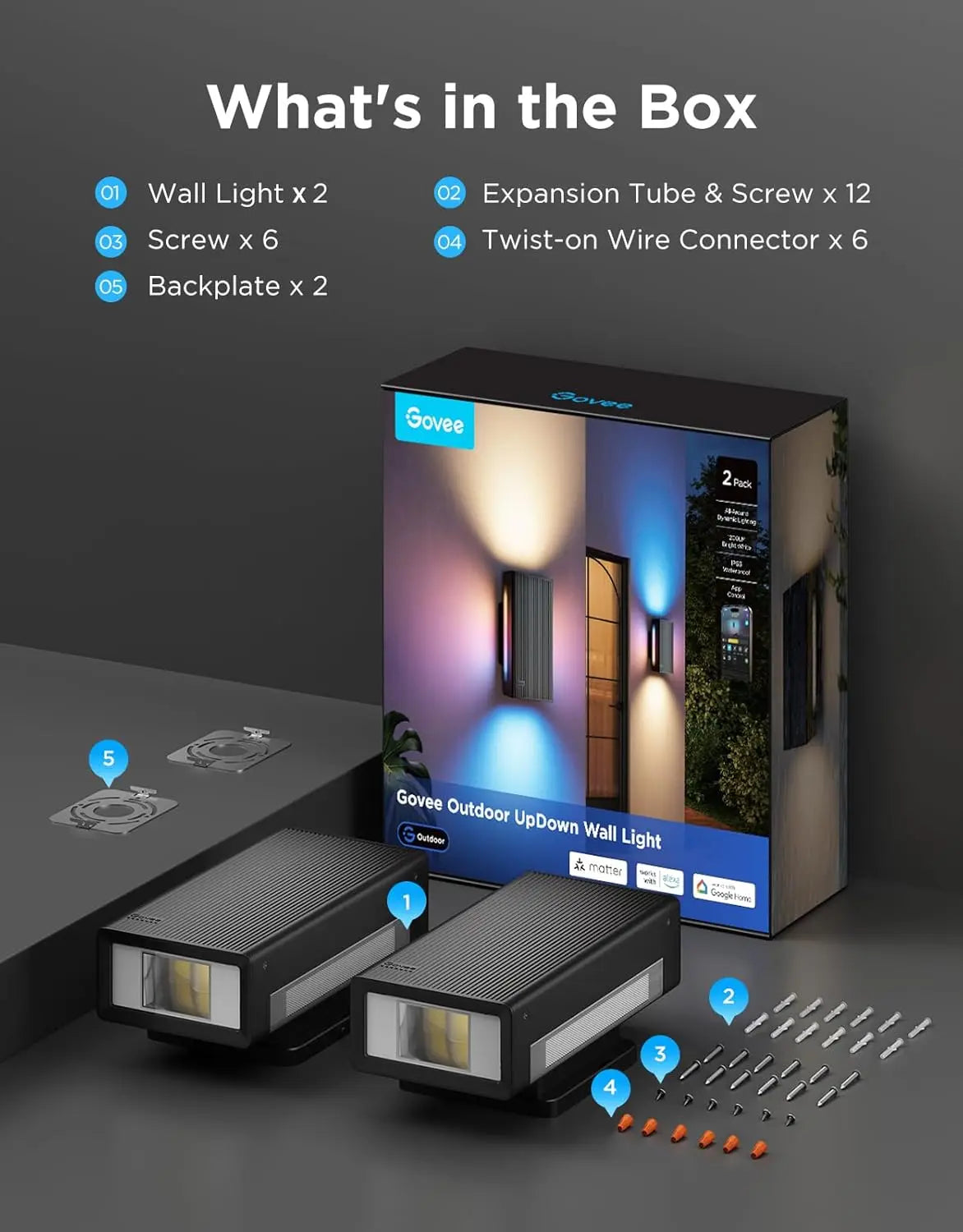 Govee Outdoor Lighting | UpDown Wall Light for Modern Exterior Décor