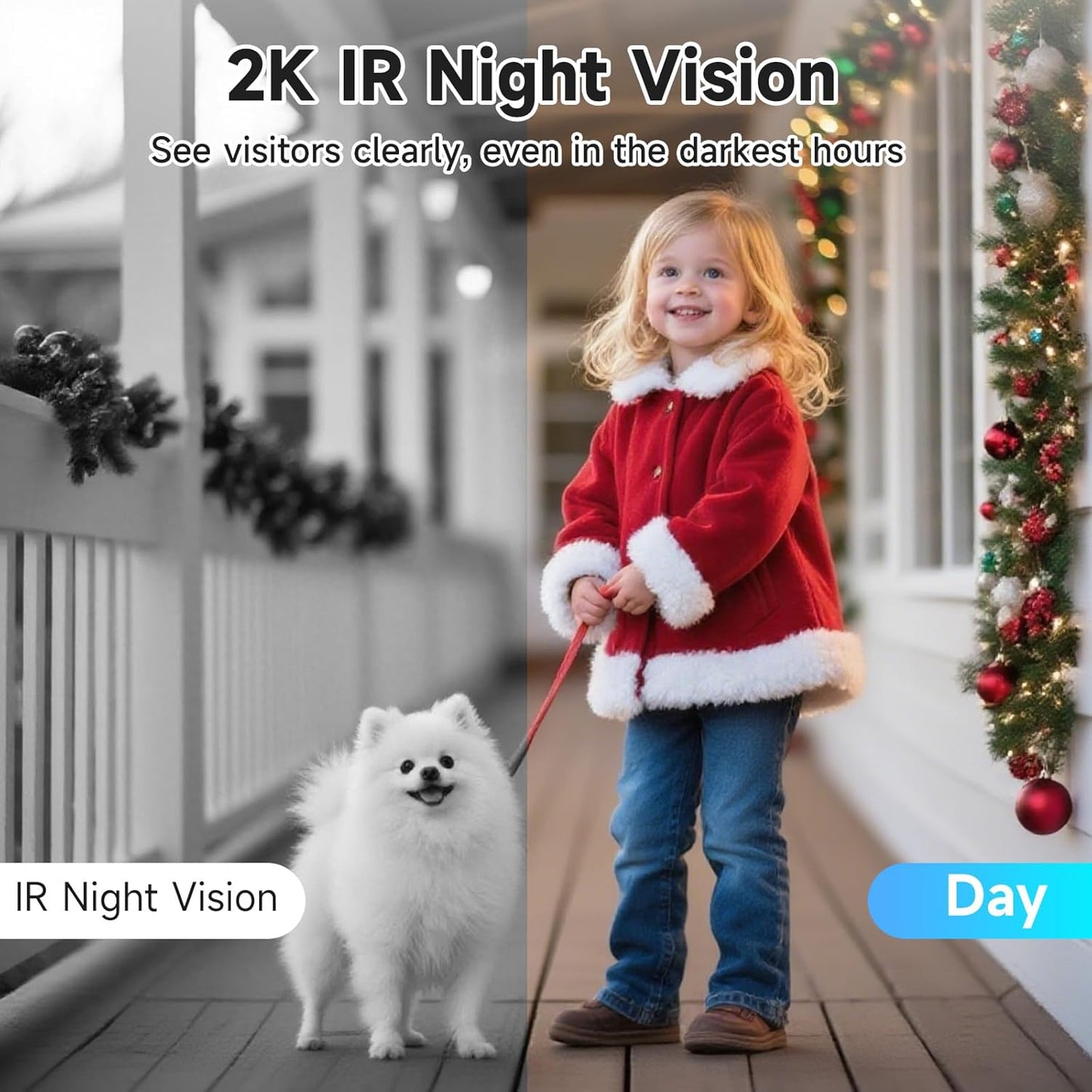 2K Dual Lens Video Doorbell Camera Wireless with Chime