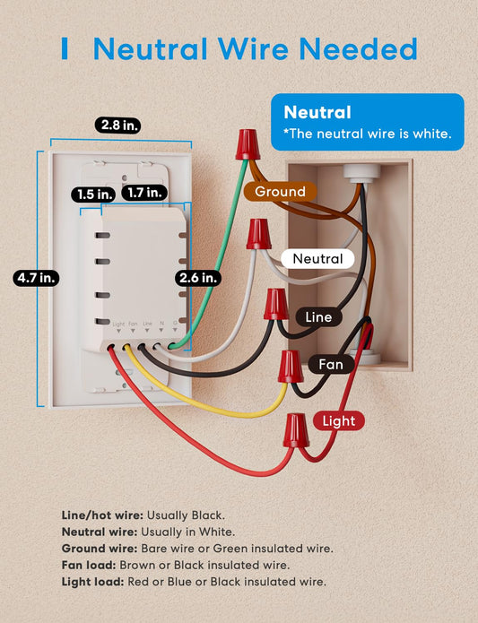 meross Smart Ceiling Fan Control & Dimmer Light Switch