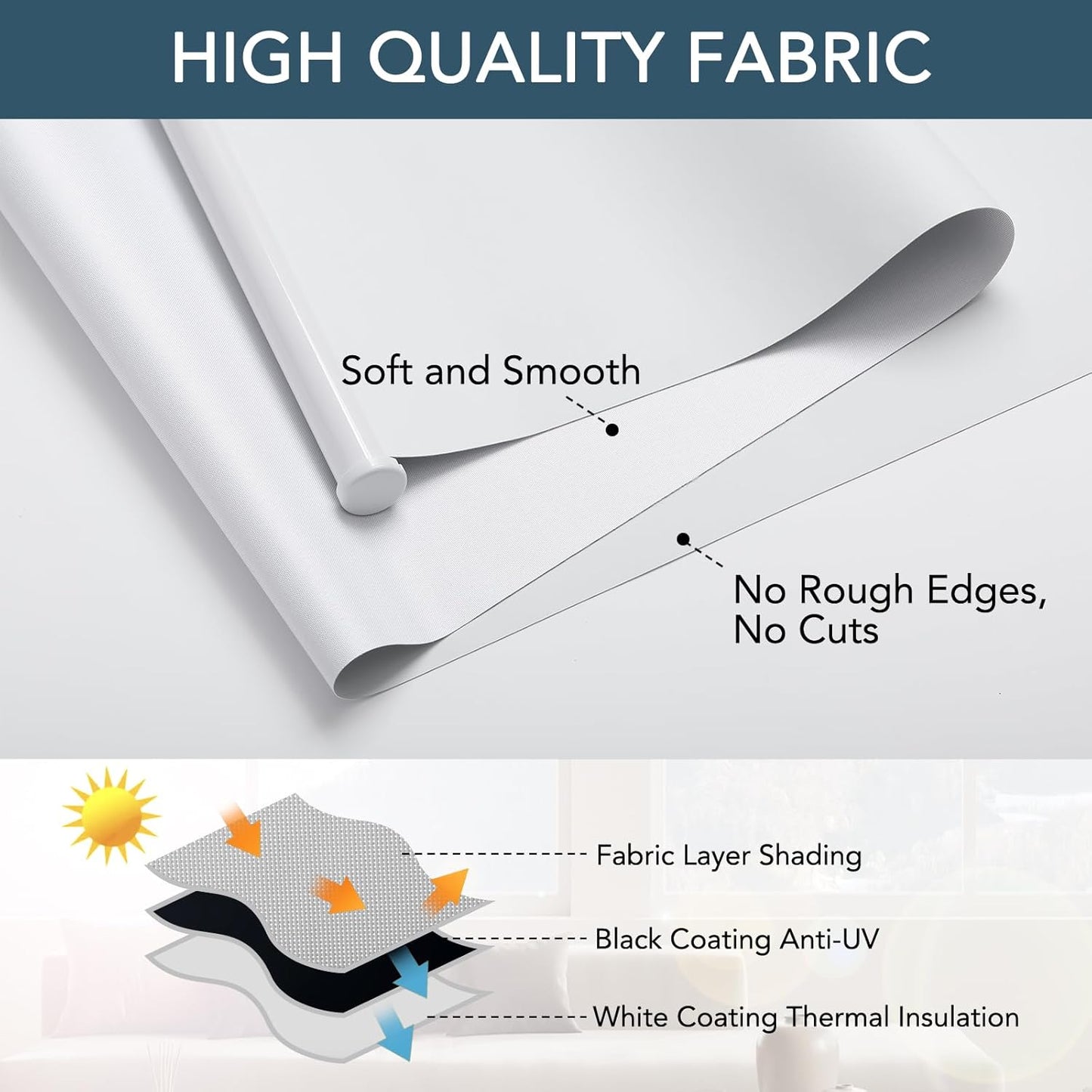 Roller Window Shades Free-Stop Cordless Blackout Blinds