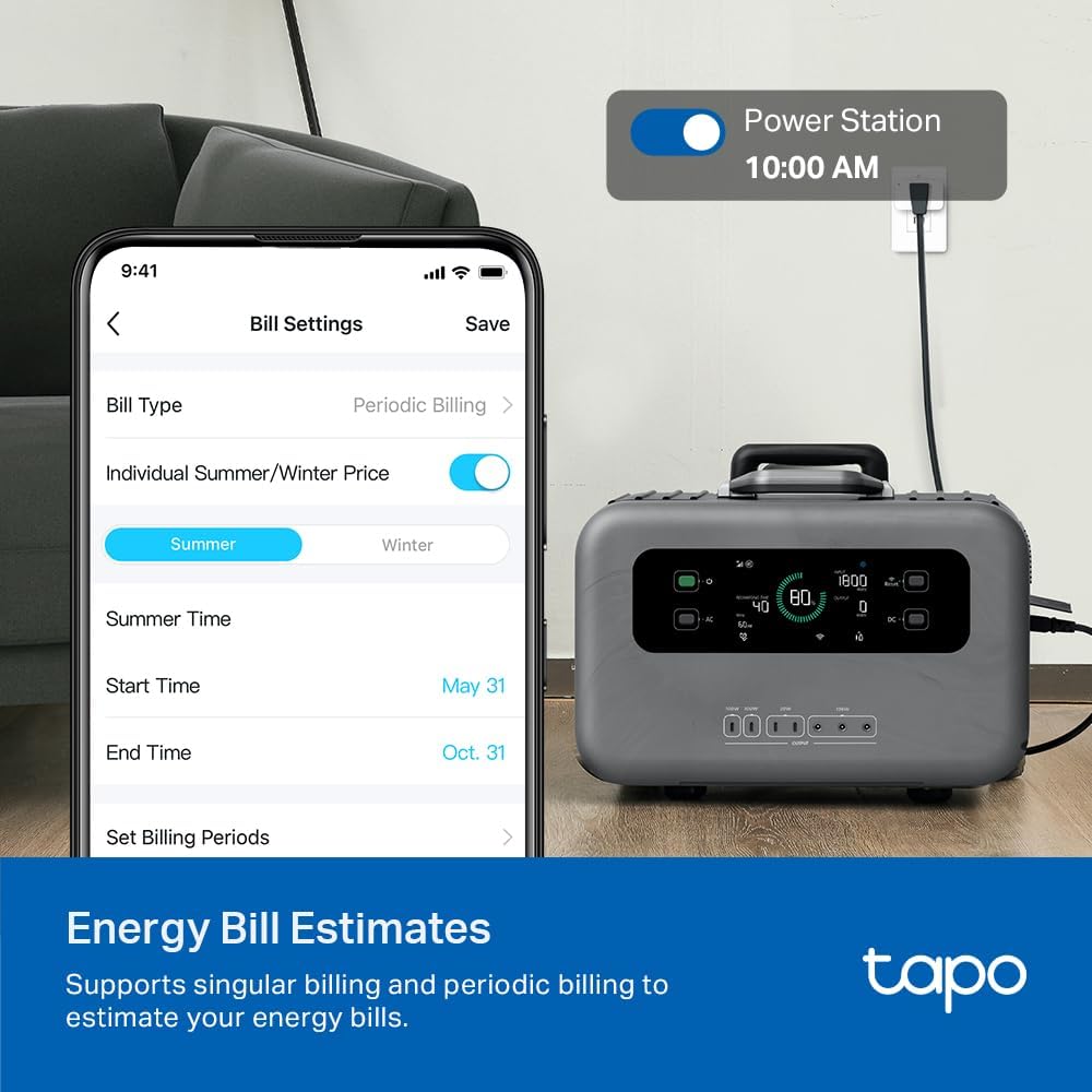 TP-Link 𝗧𝗮𝗽𝗼 Smart Plug Wi-Fi Mini, Energy Monitoring