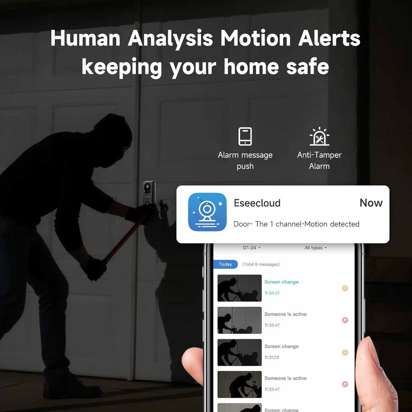 2K Dual Lens Video Doorbell Camera Wireless with Chime