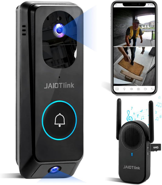 2K Dual Lens Video Doorbell Camera Wireless with Chime