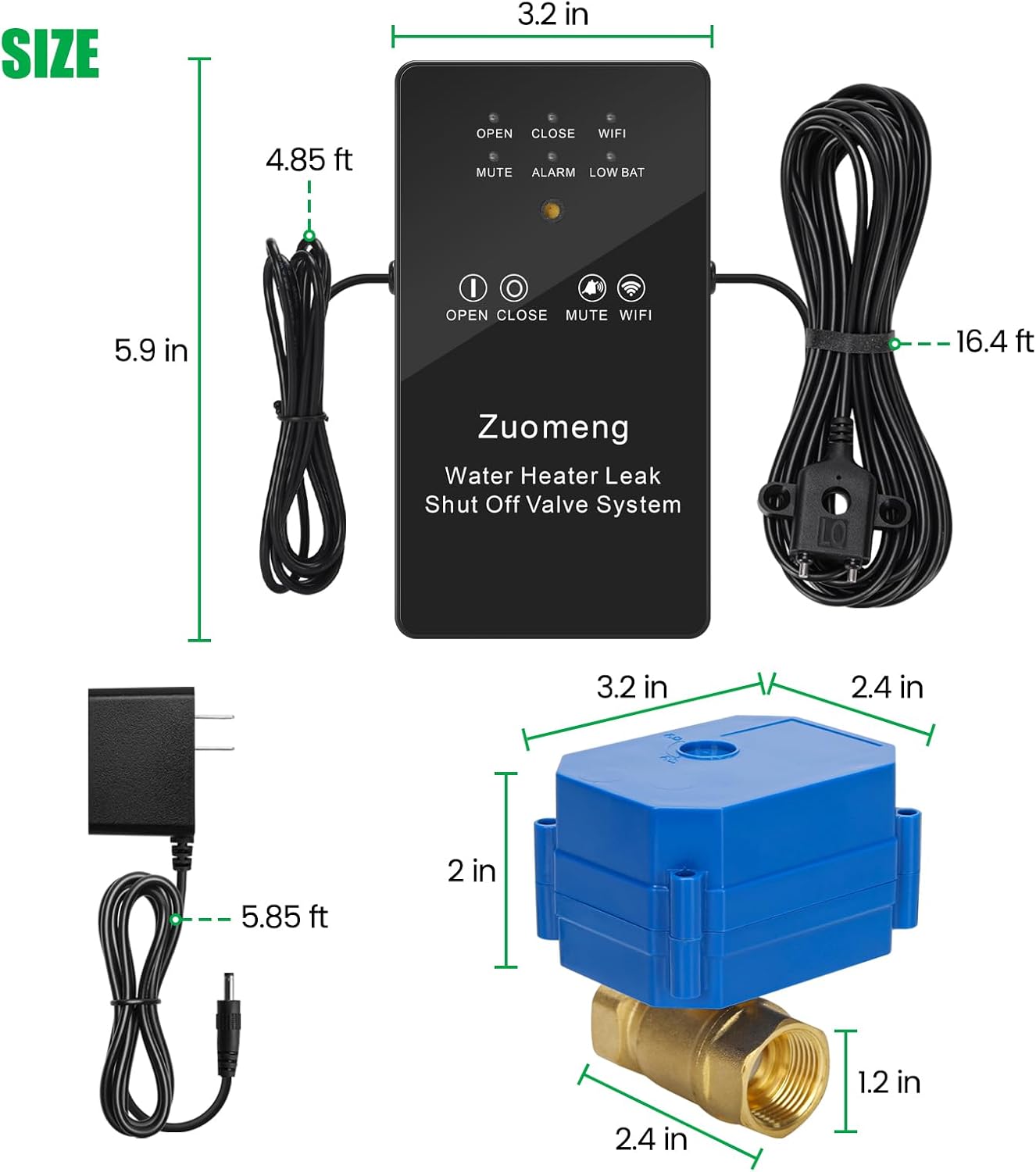 WiFi Water Leak Detector with Automatic Shutoff Valve