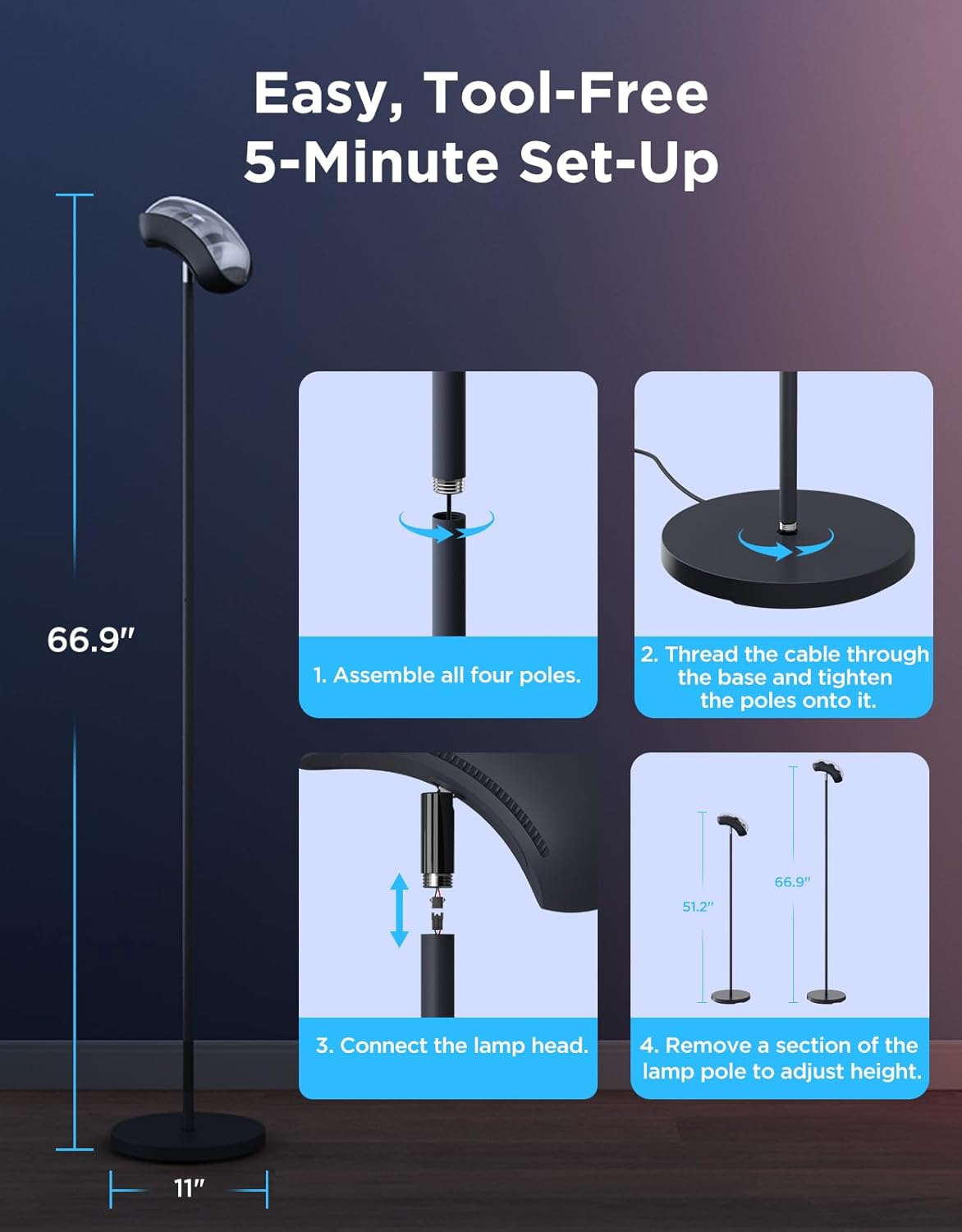 Govee Torchiere Floor Lamp with Matter