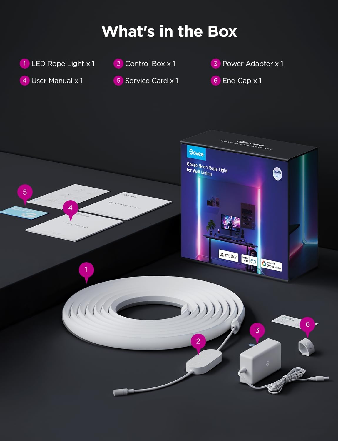 Govee Neon Rope Light for Wall Lining