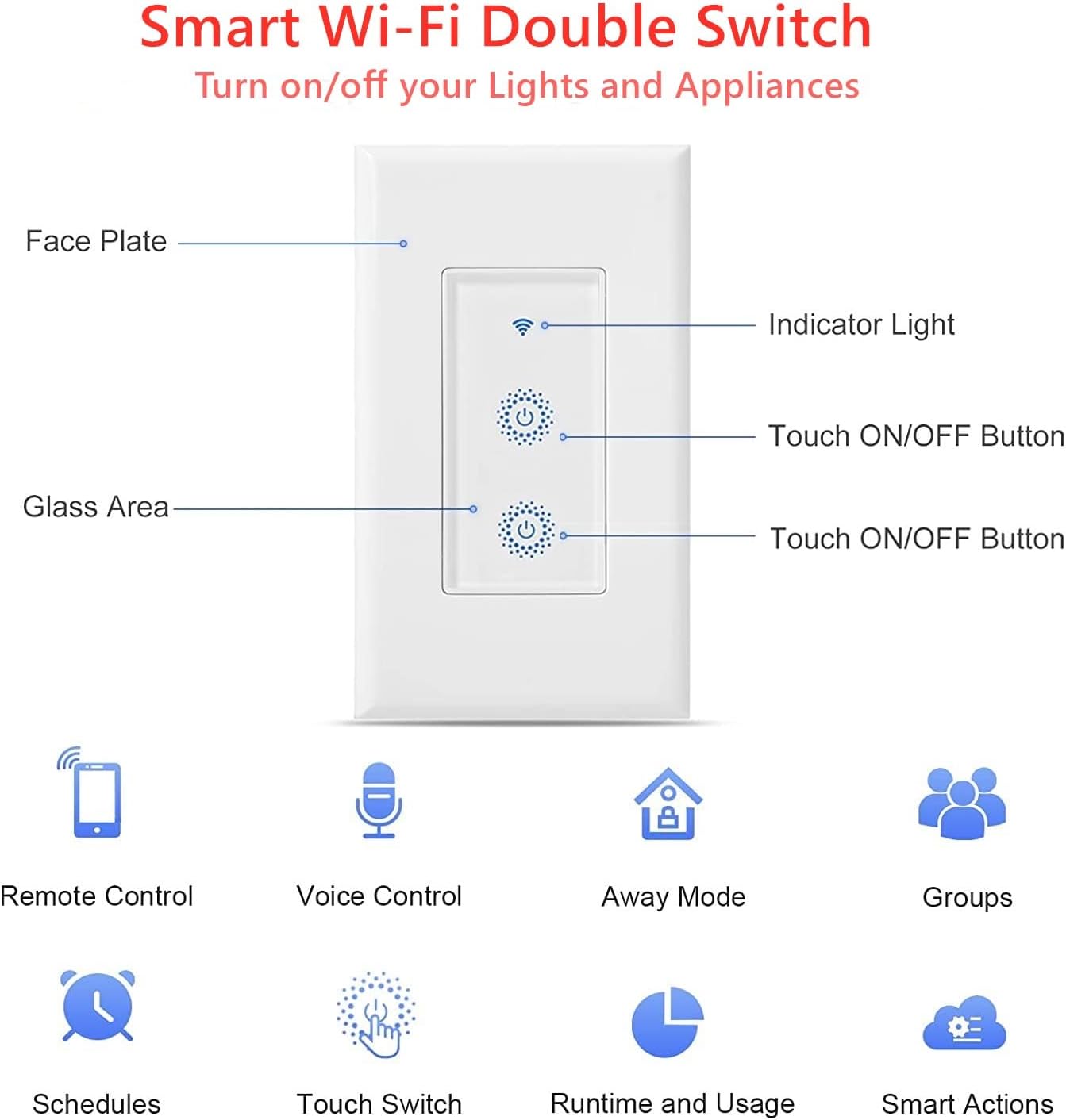 Smart WiFi Switch - Wireless Smartphone Controlled Wall Light Switch