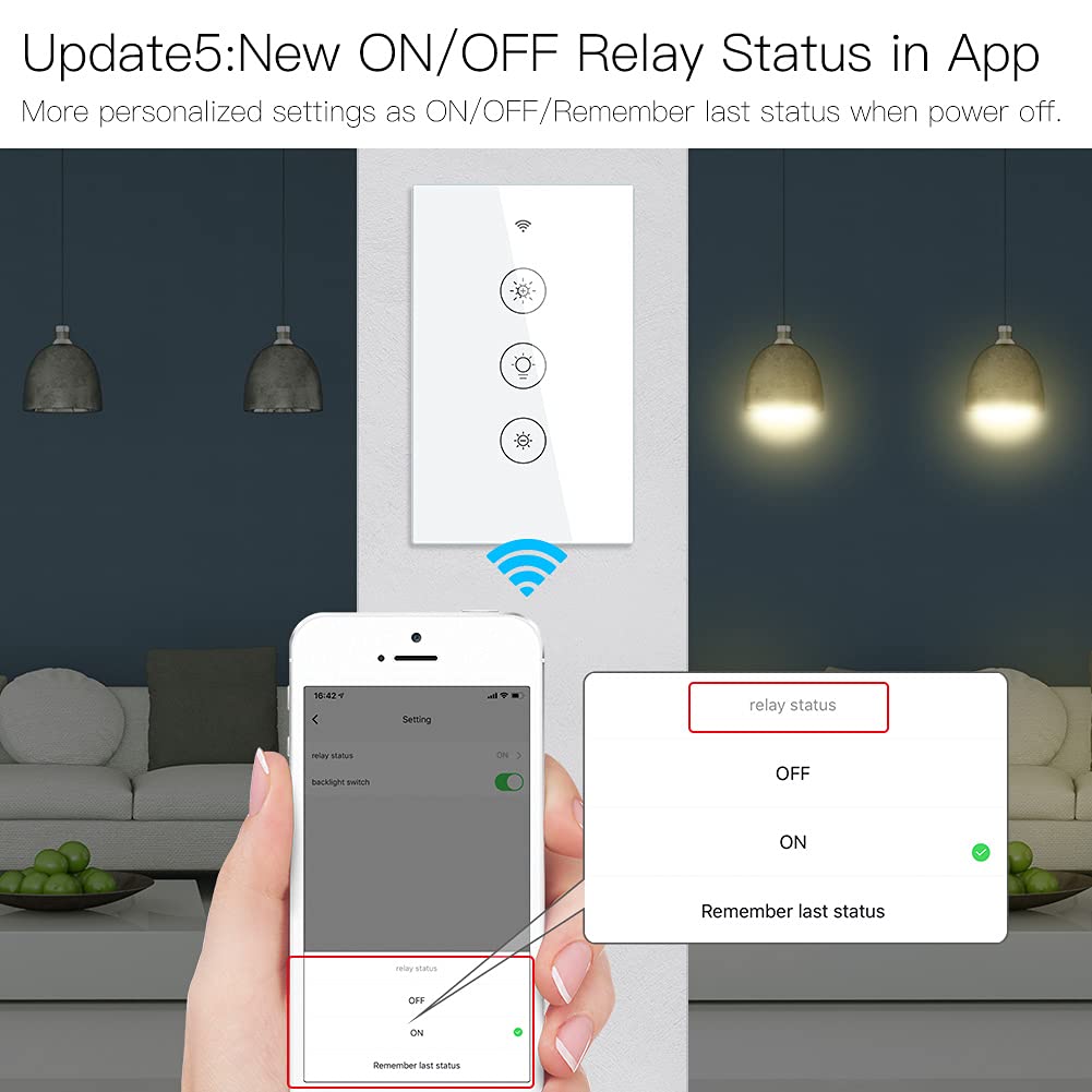 MOES 2.4GHz WiFi Wall Touch Smart Switch