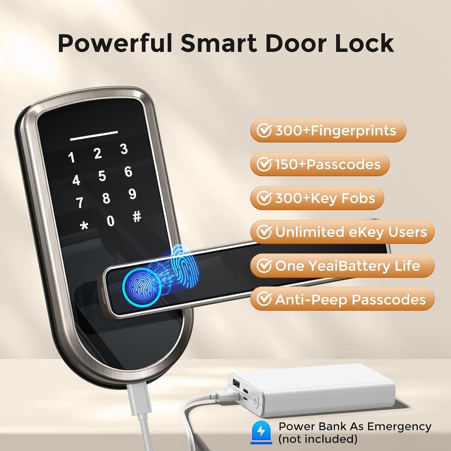 Keyless-Entry Fingerprint Smart Door Lock