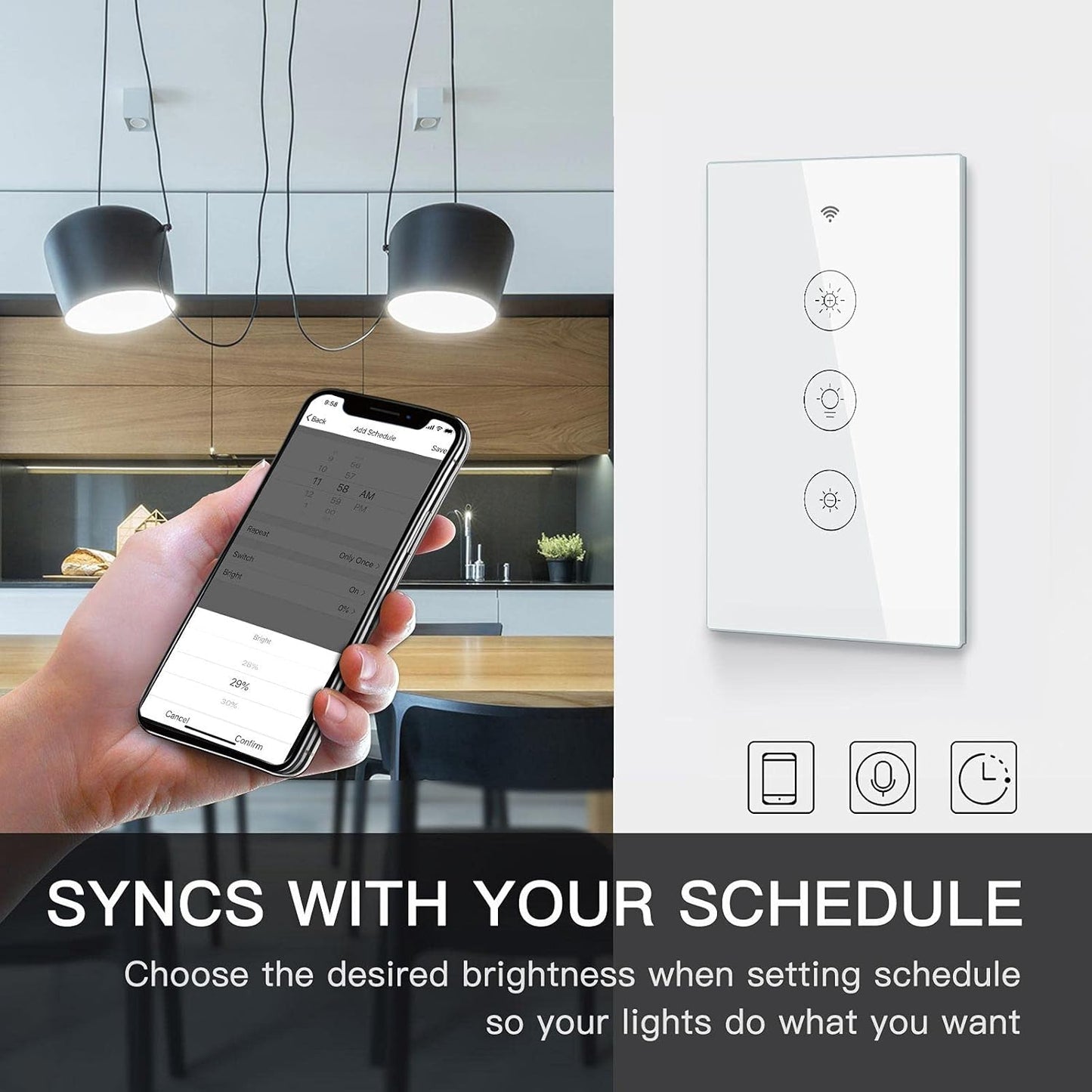 MOES 2.4GHz WiFi Wall Touch Smart Switch
