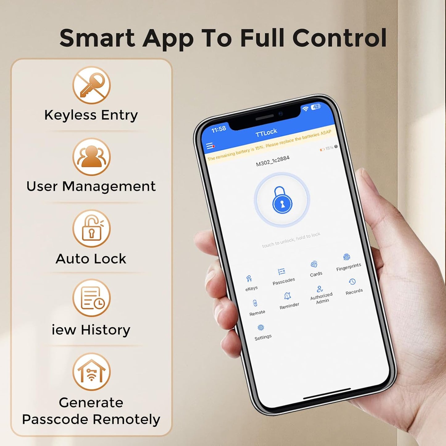 Keyless-Entry Fingerprint Smart Door Lock