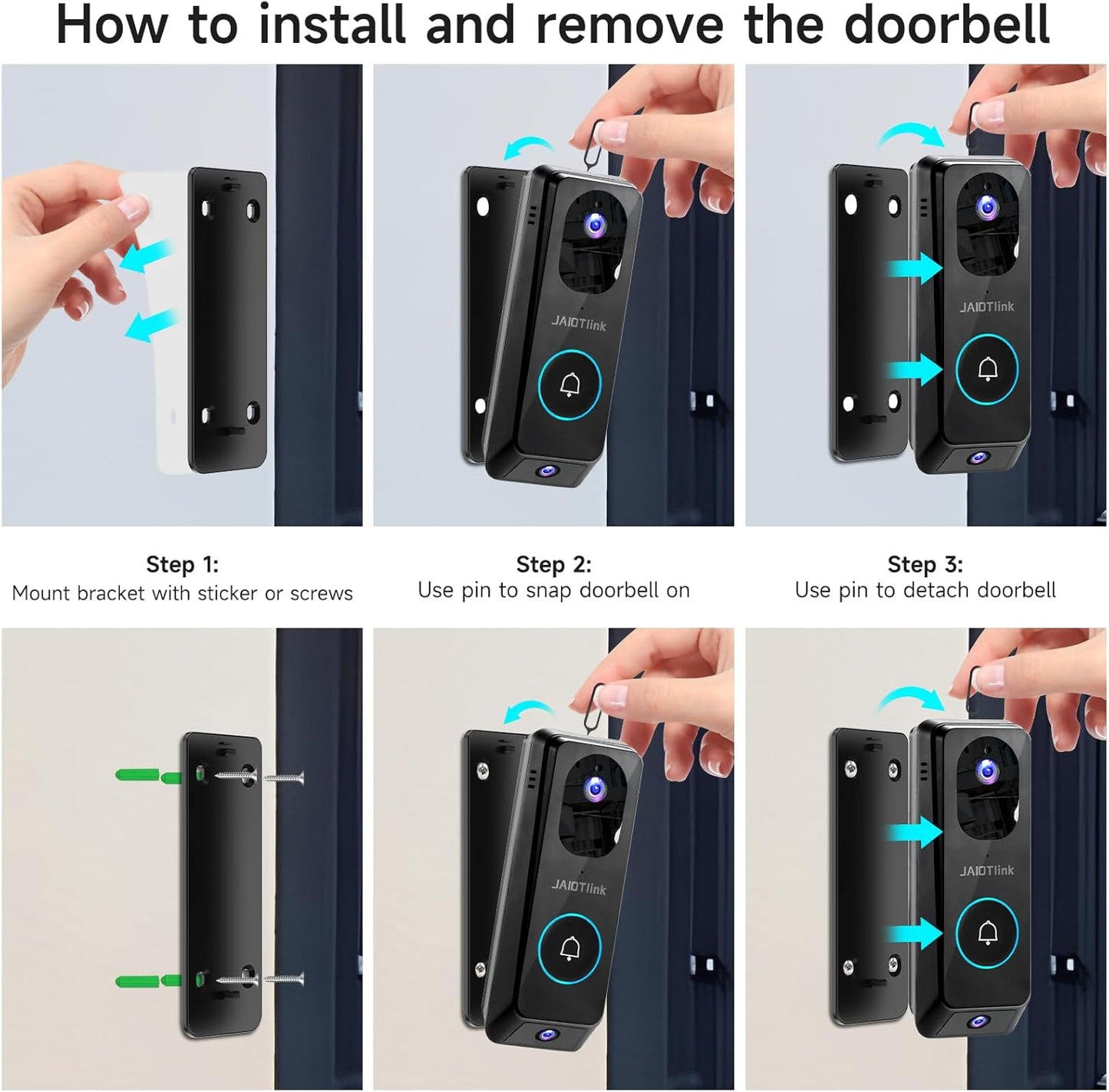 2K Dual Lens Video Doorbell Camera Wireless with Chime