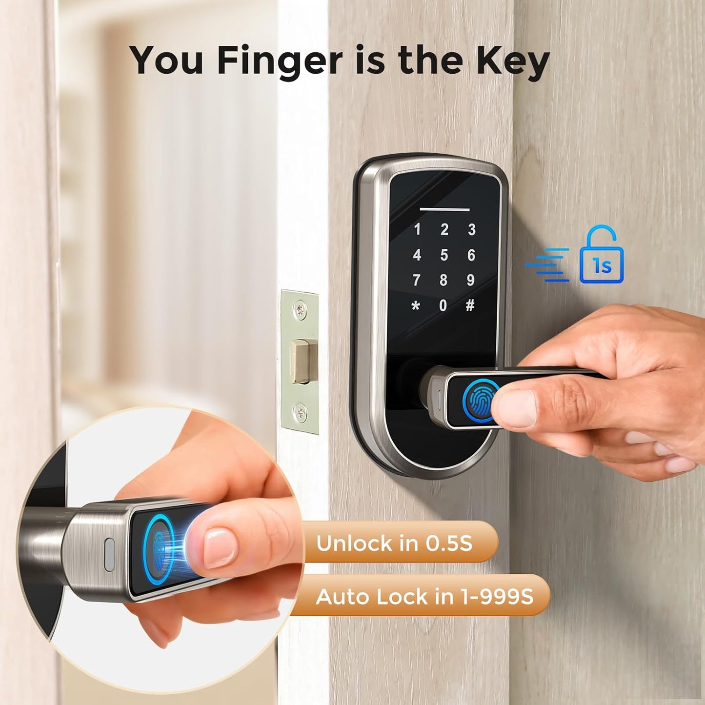 Keyless-Entry Fingerprint Smart Door Lock
