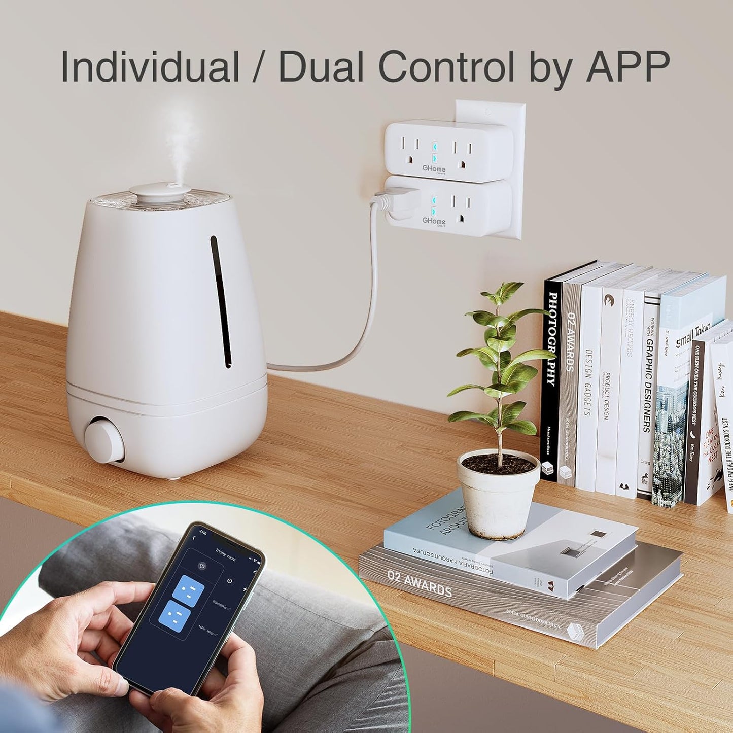 GHome Smart Plug, 15A WiFi Smart Outlet Compatible with Alexa &amp; Google Home